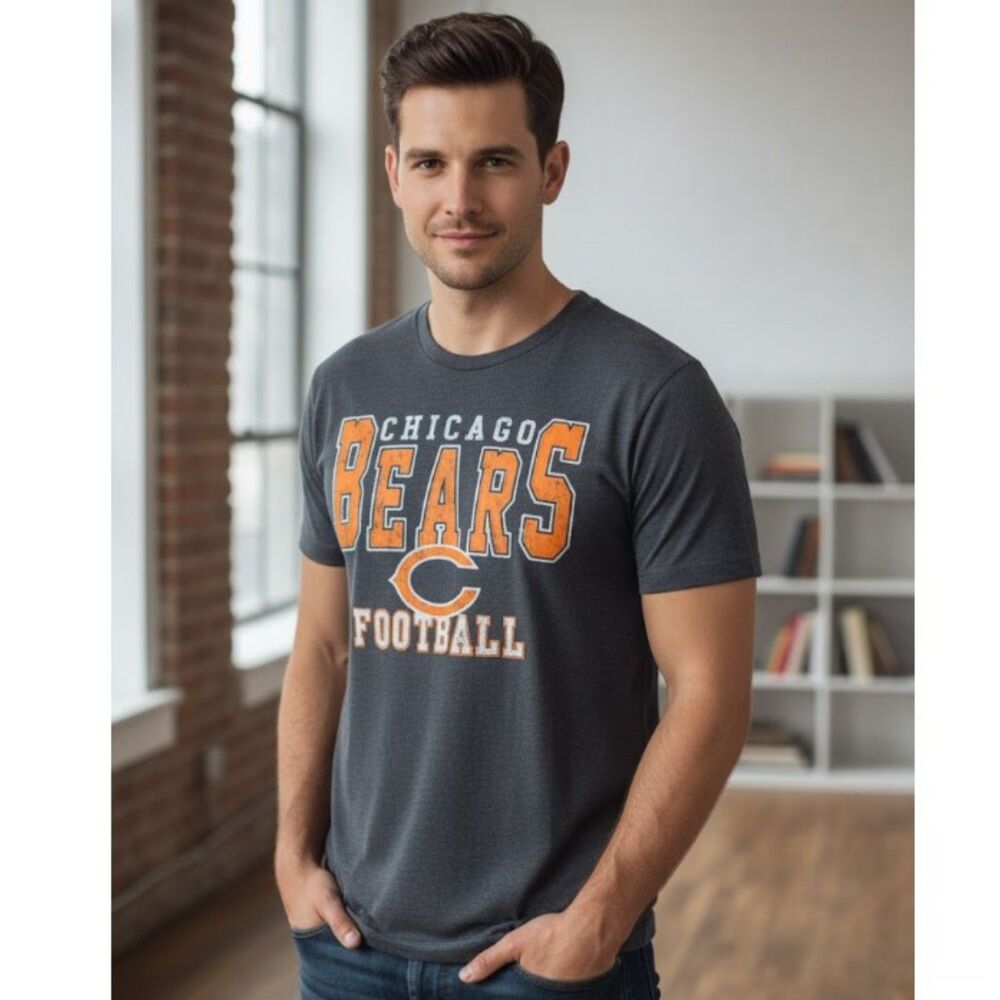 NFL Chicago Bears T Shirt Vintage 90s Football Team Apparel Gray Tee Mens Lg